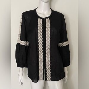 Karl Legerfield Cotton lightweight Black Botton Up Blouse size L